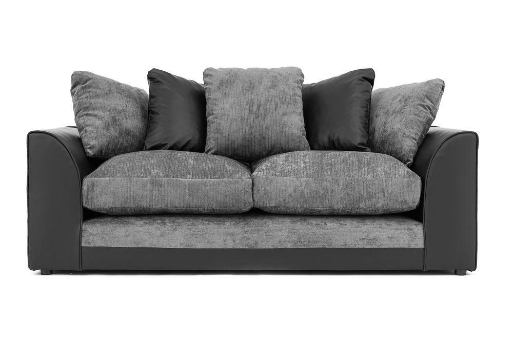 Aruba Fabric 3 Seater and 2 Seater Sofa Set - Black and Grey