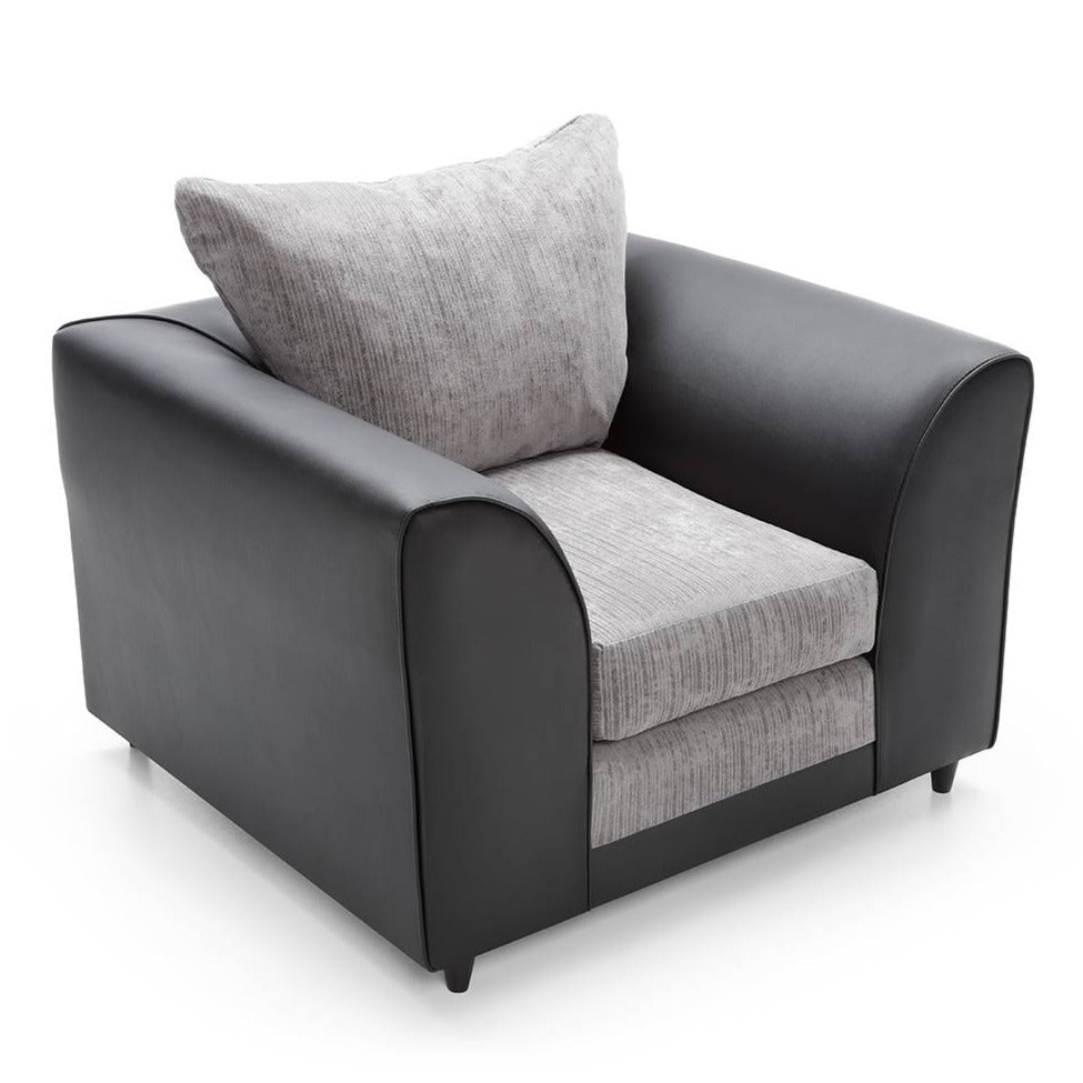 Dylan Chenille Fabric Corner Sofa in Black and Grey