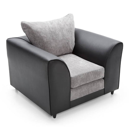 Dylan Chenille Fabric Corner Sofa in Black and Grey