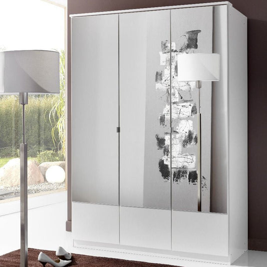 INAGU 3 Door Mirrored Wardrobe White 135cm