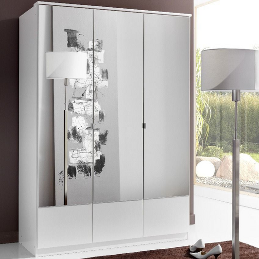 INAGU 3 Door Mirrored Wardrobe White 135cm