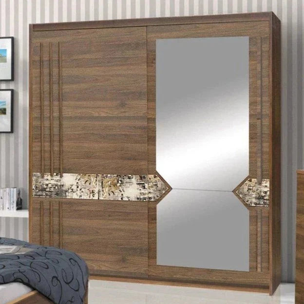 Athens 2 Sliding Door Wardrobe 200cm - Walnut