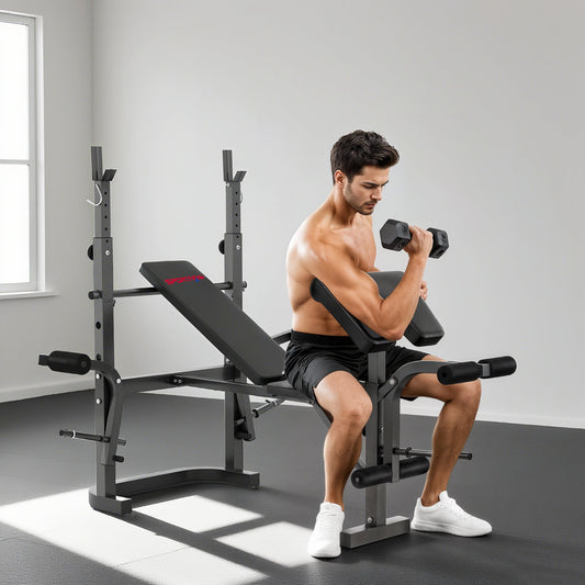 SPORTNOW Multi-Exercise Adjustable Weight Bench with Bench Press Rack