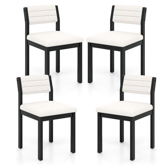 Imitation Lamb Fleece Home Chair Set of 4 with Upholstered Seat-White