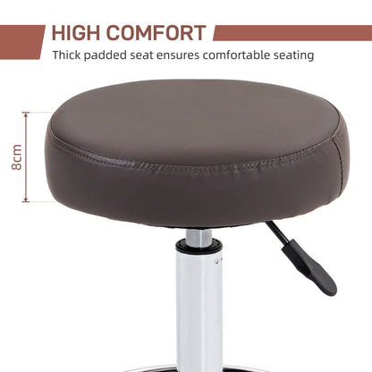 Vinsetto PU Leather Rolling Stool, Height Adjustable Stool Chair with Wheels for Salon, Massage, Spa, Grey