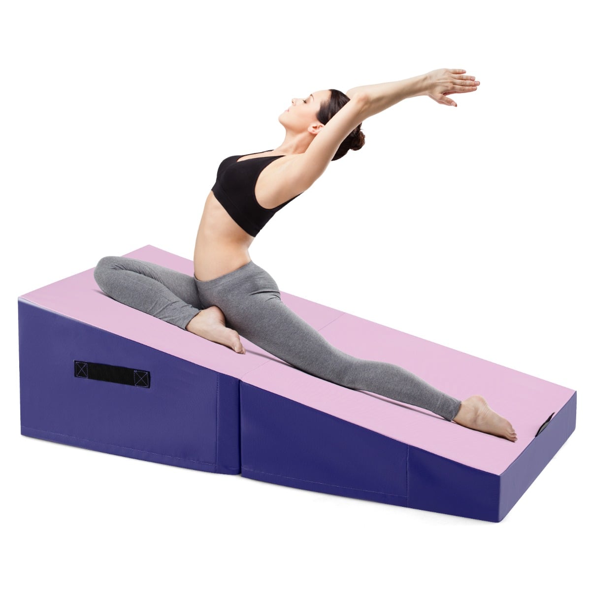 Incline Gymnastics Mat Indoor Outdoor Folding Exercise Yoga Mat-Pink