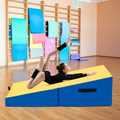Incline Gymnastics Mat Indoor Outdoor Folding Exercise Yoga Mat-Yellow