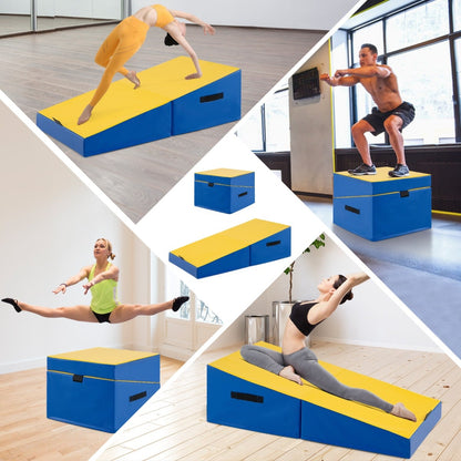 Incline Gymnastics Mat Indoor Outdoor Folding Exercise Yoga Mat-Yellow