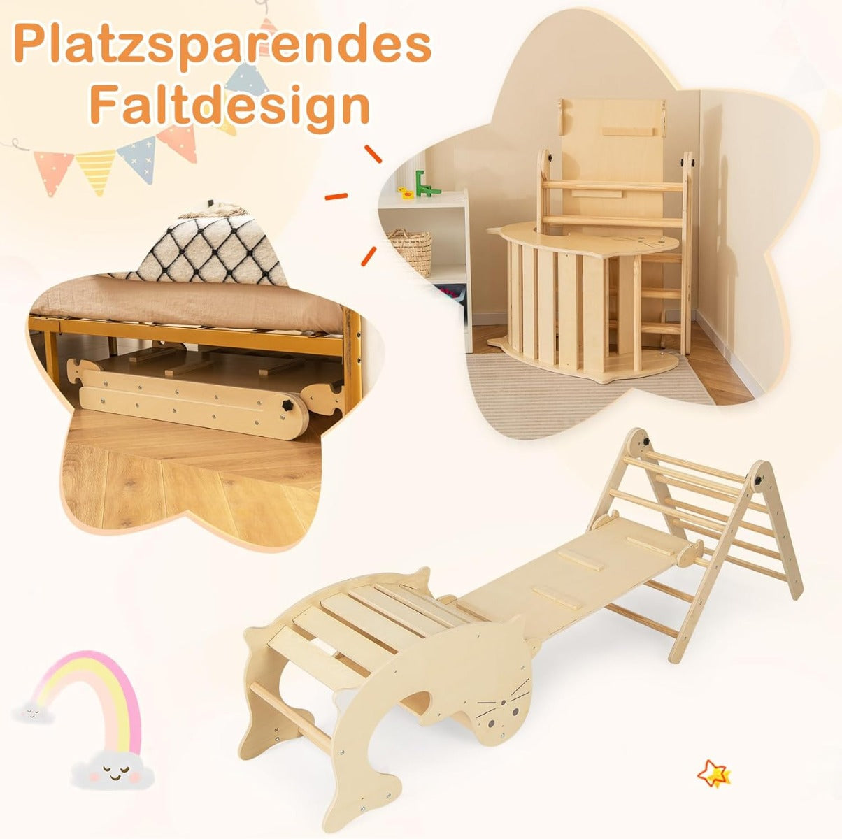 7-in-1 Indoor Wooden Foldable Climbing Toys for Toddlers-Natural