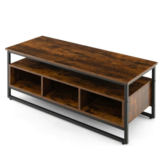 Industrial 3-Tier Coffee Table Home Cocktail Table with Storage