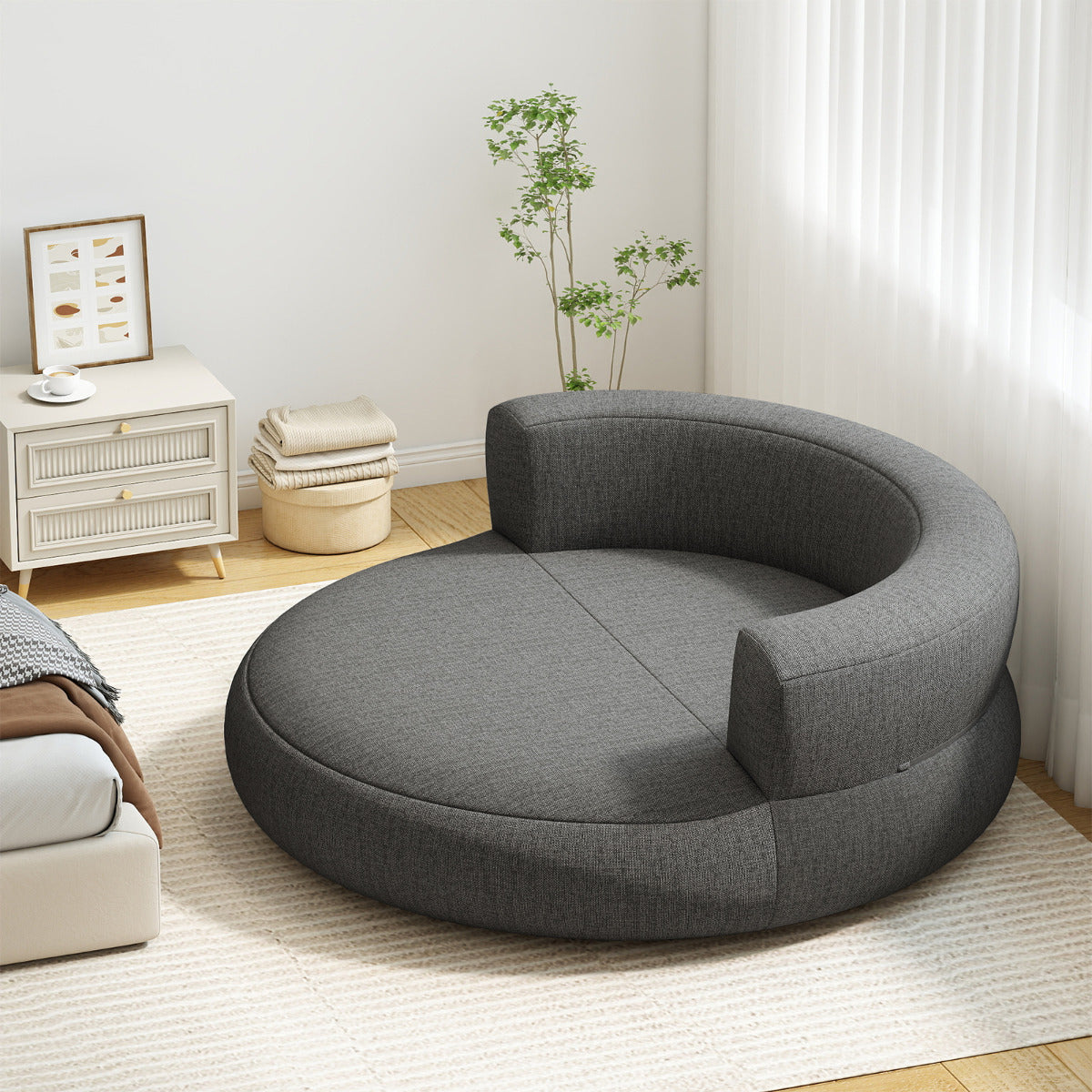 Inflatable Couch Inflatable Lounger Air Sofa with Detachable Cover-Grey
