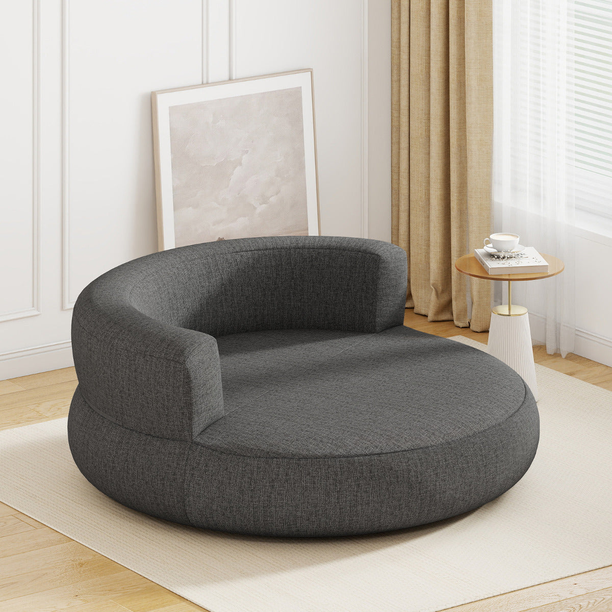 Inflatable Couch Inflatable Lounger Air Sofa with Detachable Cover-Grey