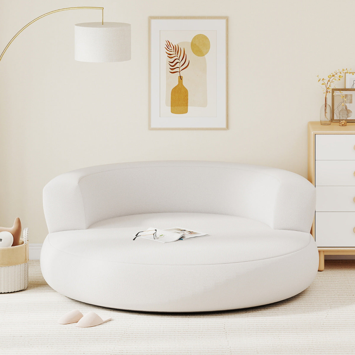 Inflatable Couch Inflatable Lounger Air Sofa with Detachable Cover-White