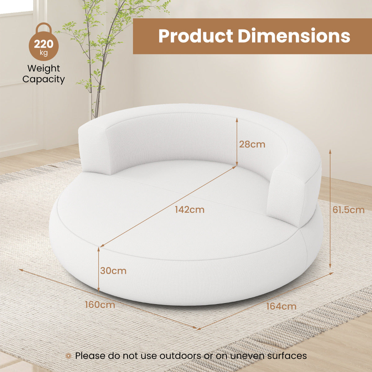 Inflatable Couch Inflatable Lounger Air Sofa with Detachable Cover-White