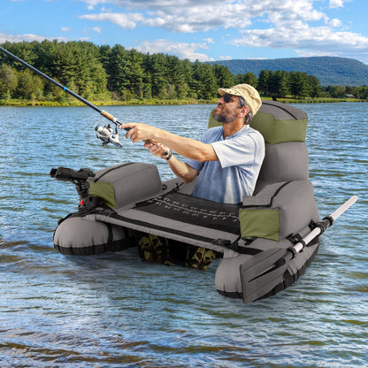 Inflatable Fishing Float Tube Portable Fishing Boat with Shoulder Straps-Green