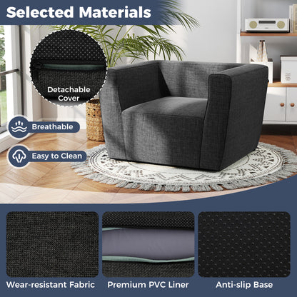 Inflatable Sofa Portable Blow Up Couch with Detachable Cover Single Lounger Air Sofa Chair-Grey
