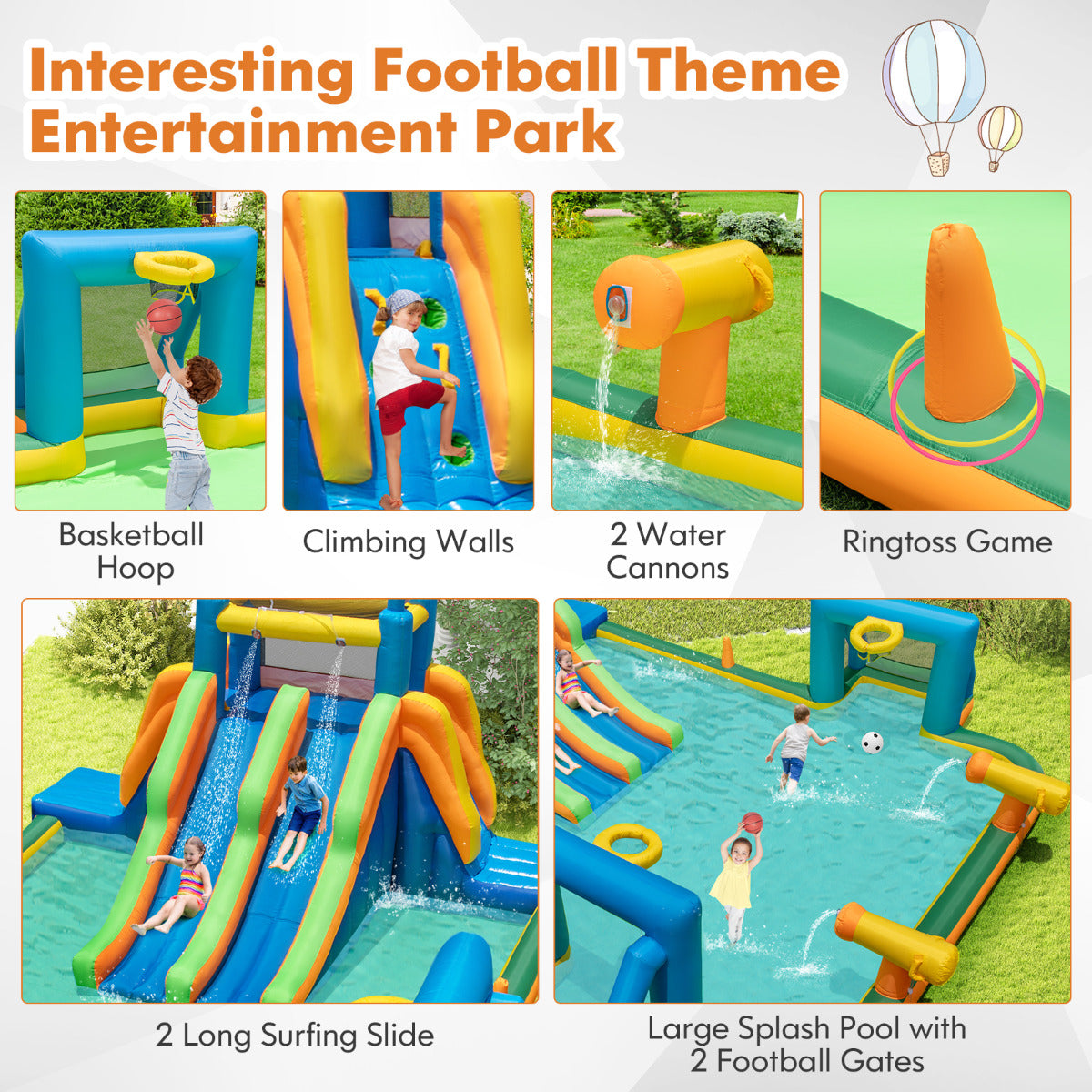 Inflatable Outdoor Water Park for Kids  with Climbing Wall