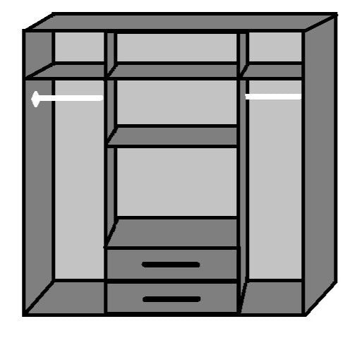 GEMA 4 Door Mirrored Wardrobe Oak and White Gloss 180cm