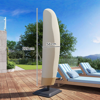 Outsunny Parasol Cover, 600D Oxford Cantilever Umbrella Cover Fit for 2-4m Parasol, Banana Umbrella Protector with Zipper for Outdoor Garden, Patio, White