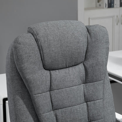 Vinsetto Office Chair, Computer Desk Chair, Linen Fabric Swivel Rolling Task Chair with Large Soft Padded Cushion, 135¡ Reclining Backrest and Retractable Footrest, Grey