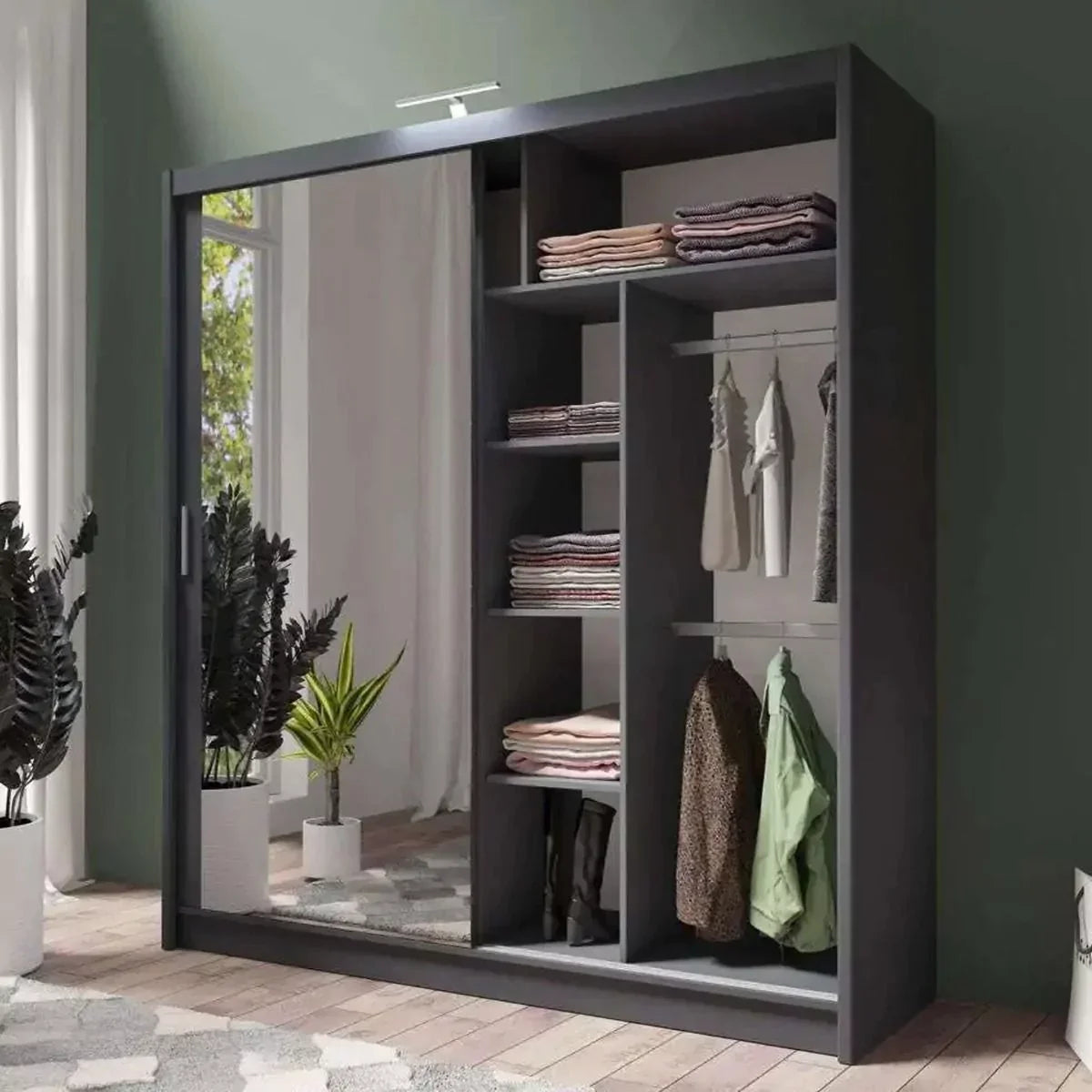 Avant Sliding Wardrobe - 203cm and Other Sizes - Grey, White, Black