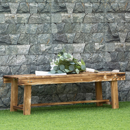 Outsunny 3 Pieces 2-seater Outdoor Indoor Wooden Garden Bench Fir Patio Loveseat, 110L x 38W x 35Hcm, Carbonised