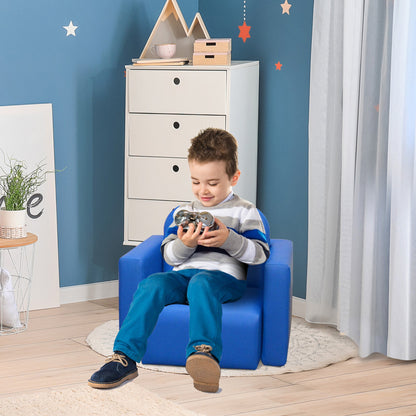 Fotel rozkładany dla malucha HOMCOM 2 w 1, 48 x 44 x 41 cm, do pokoju zabaw Game Relax, niebieski