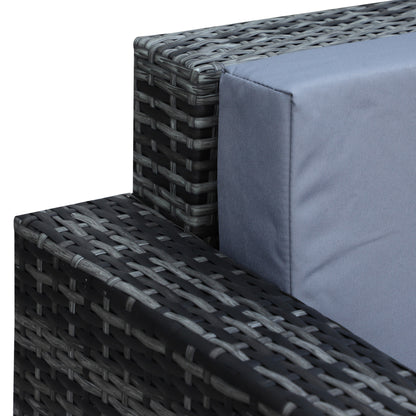 Outsunny 3-osobowa sofa ogrodowa All Weather, sofa ogrodowa rattanowa z poduszkami i ramą Mental, szara