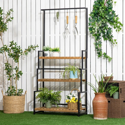 3 Tiered Plant Stand With Hanging Hooks