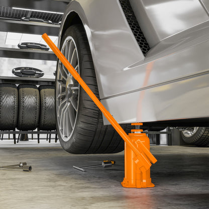 HOMCOM 12 Tonne Hydraulic Bottle Jack with 19-37 cm Lifting Range, Heavy Duty Portable Compact Car Jack Lift with Saddle and 3 Section Handle for Pickup, Truck, Auto Repair Maintenance, Orange