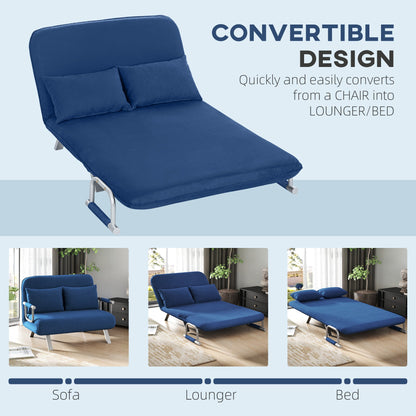 HOMCOM Two-Seater Click-Clack Sofa Bed - Dark Blue