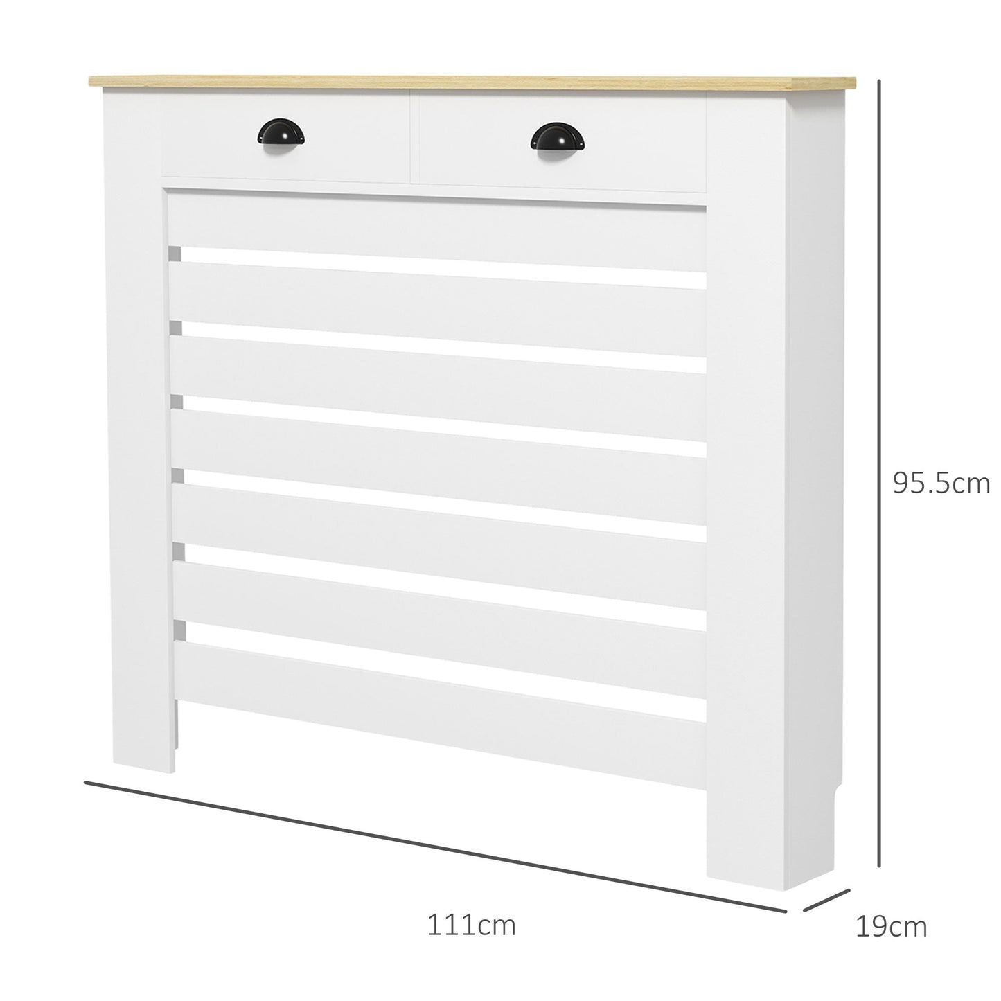 HOMCOM 95.5H x 111Wcm Radiator Cover, with Drawer - White