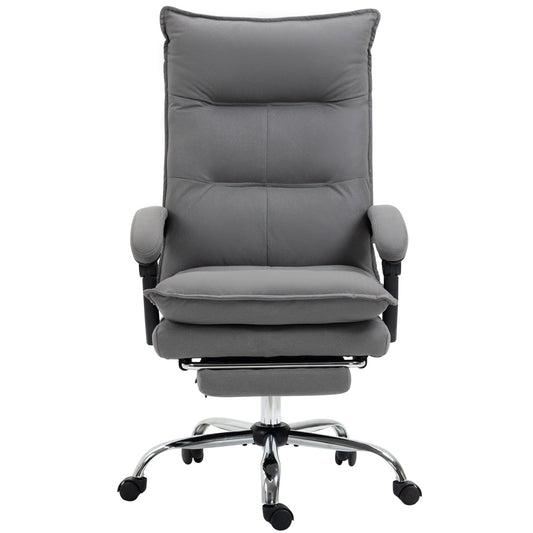 Vinsetto Massage Office Chair with Footrest, Desk Chair with 6 Point Massage and Heat, 155  Reclining Back for Home, Thick Padding, Grey