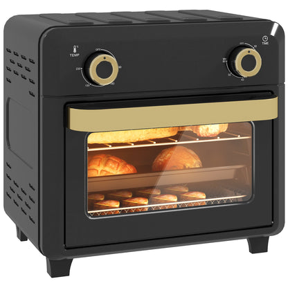 Piekarnik HOMCOM 10L Air Fryer, Mini Piekarnik, Gotowanie Bez Oleju, Grillowanie, Pieczenie, Z Regulowaną Temperaturą, Timer, Można Myć W Zmywarce, 1000 W, Czarny