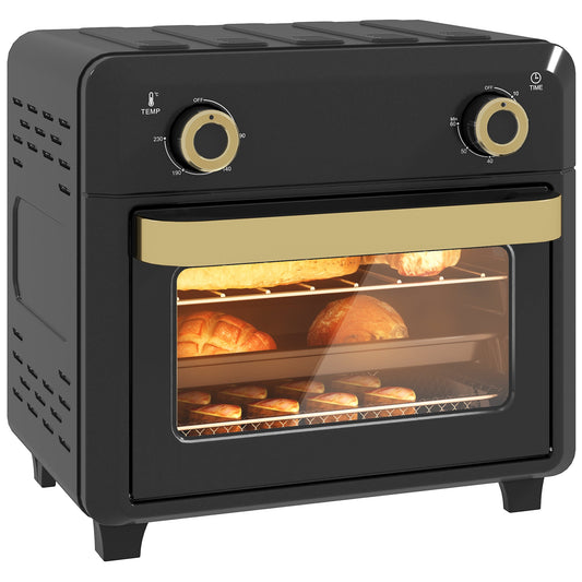 Piekarnik HOMCOM 10L Air Fryer, Mini Piekarnik, Gotowanie Bez Oleju, Grillowanie, Pieczenie, Z Regulowaną Temperaturą, Timer, Można Myć W Zmywarce, 1000 W, Czarny