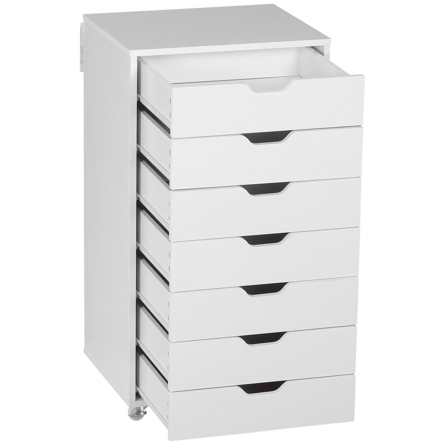 Vinsetto Vertical Filing Cabinet, 7-drawer File Cabinet, Mobile Office Cabinet on Wheels for Study, Home Office, White