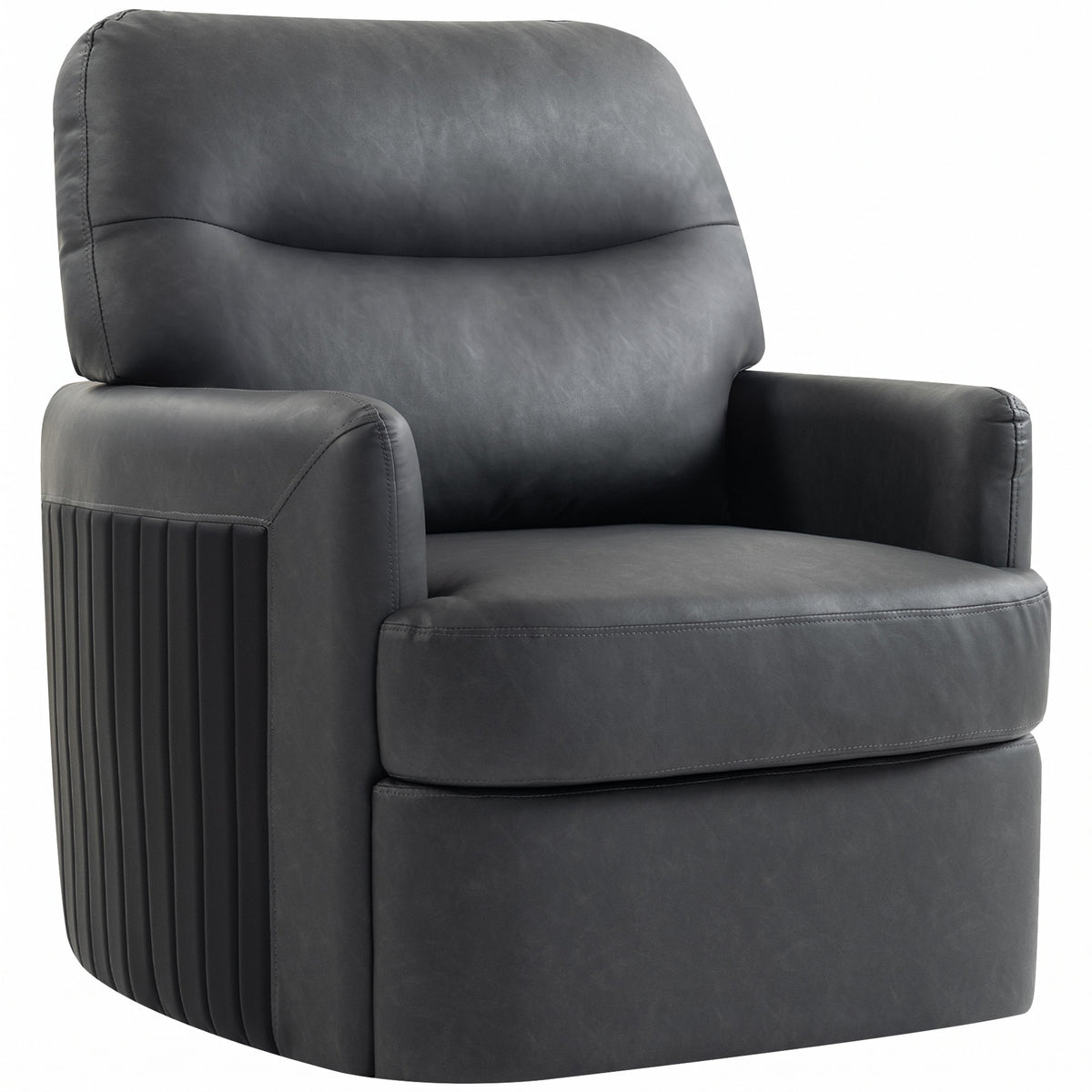HOMCOM 360° Swivel Accent Chair, Modern Armchair with Thick Cushion, PU Leather Upholstered, Dark Grey