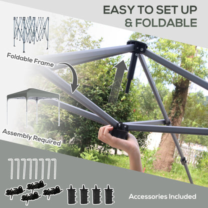 Outsunny 3 x 3 (M) Pop Up Gazebo, Foldable Canopy Tent with Carry Bag with Wheels and 4 Leg Weight Bags for Outdoor Garden Patio Party, Dark Grey