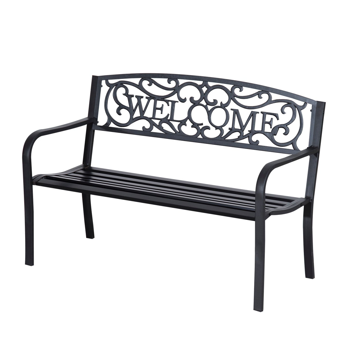 2 Seater Metal Garden Bench Patio Outdoor Park Porch Chair