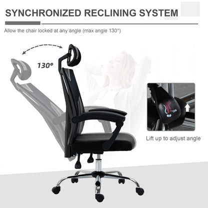 Vinsetto Office Chair Ergonomic Desk Chair with Rotate Headrest, Lumbar Support & Adjustable Height, 360¡ Swivel Computer Chair