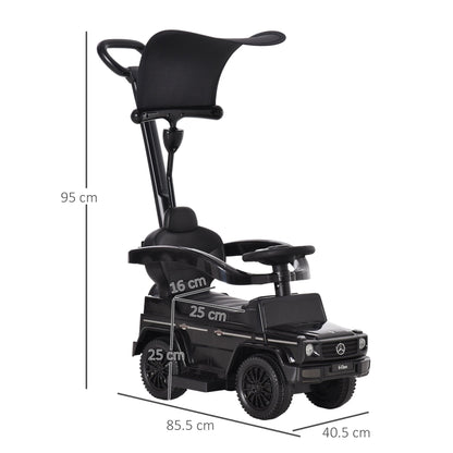 Ride-On Car Push Along Car Mercedes-Benz G350 Sliding Walker Foot to Floor Slider Stroller Toddler w/ Steering Wheel, Black