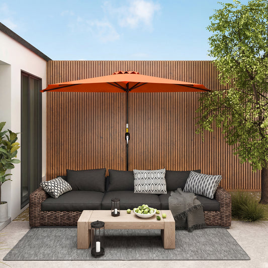 Outsunny Half Round Parasol Umbrella in Orange, image 2