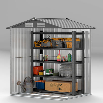 Outsunny 5ft x 4.3ft Outdoor Garden Storage Shed - Szary efekt drewna