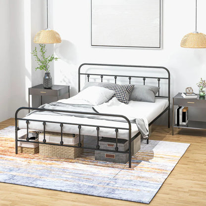 HOMCOM King Size Minimalistic Metal Bed Frame - Black