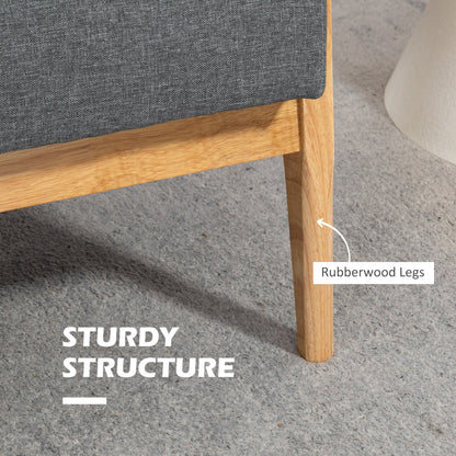 HOMCOM 3 Seater Sofa Modern Linen Fabric Upholstery Tufted Couch with Rubberwood Legs for Living Room and Kitchen, 155cm, Dark Grey