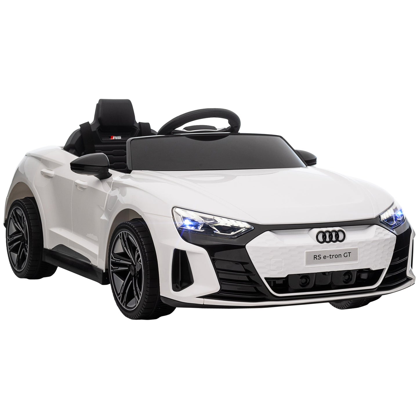 HOMCOM Audi Licencjonowany elektryczny jeździk dla dzieci 12 V, z pilotem, zawieszeniem, światłami, muzyką i silnikiem – biały