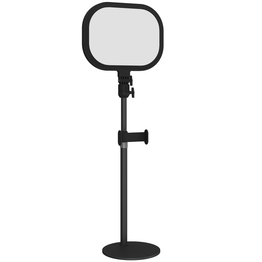 HOMCOM Selfie Light do oświetlenia wideokonferencji, ściemnialna lampa biurkowa z uchwytem na telefon, 5 trybów kolorów i 10 poziomów jasności, funkcja pamięci do domowego biura, nagrywania, połączeń wideo, czarny