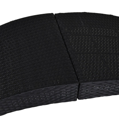 Outsunny Outdoor składany PE Rattan leżak z miękką wyściółką, ergonomiczny zakrzywiony design leżaka na balkon, do ogrodu, czarny