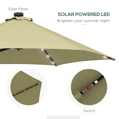 Outsunny 3(m) Solar LED Cantilever Parasol - Beige