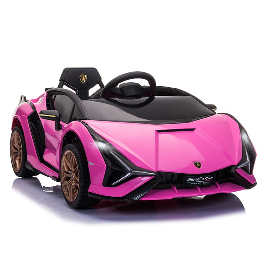 12V Battery-powered Kids Electric Ride On Car Lamborghini SIAN Toy with Parental Remote Control Lights MP3 for 3-5 Years Old Pink